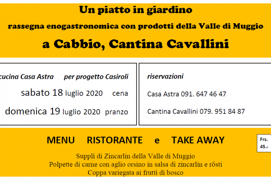 Un piatto in giardino….scopri il menu del weekend 18/19 luglio