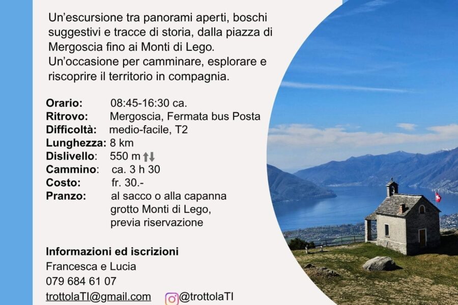 16.05 – escursione ai Monti di Lego in collaborazione con l’Associazione ProLego